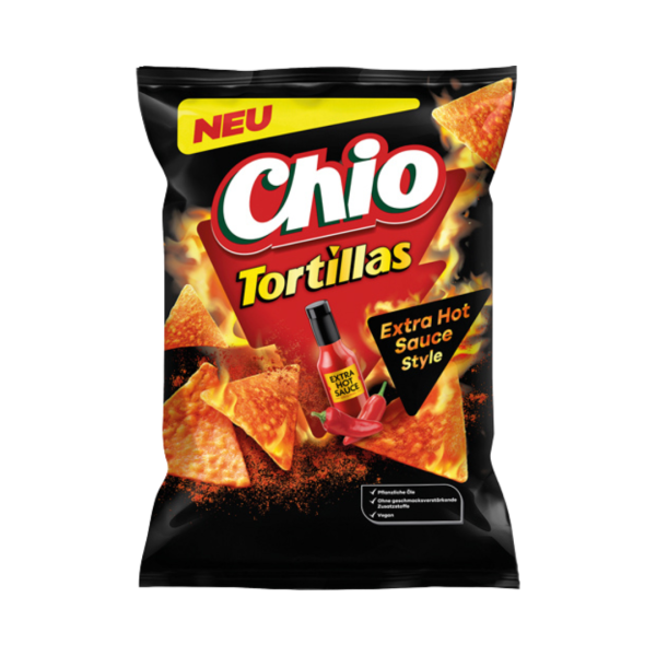654642 Chio Tortillas Extra Hot Sauce Style, 110g